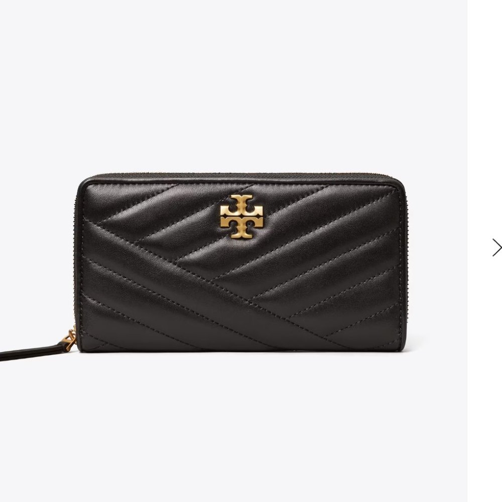 Tory Burch Kira Chevron Continental Wallet Black/Gold